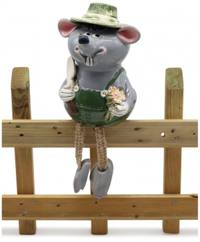 Keramik Gartenstecker Maus der Gärtner 18cm